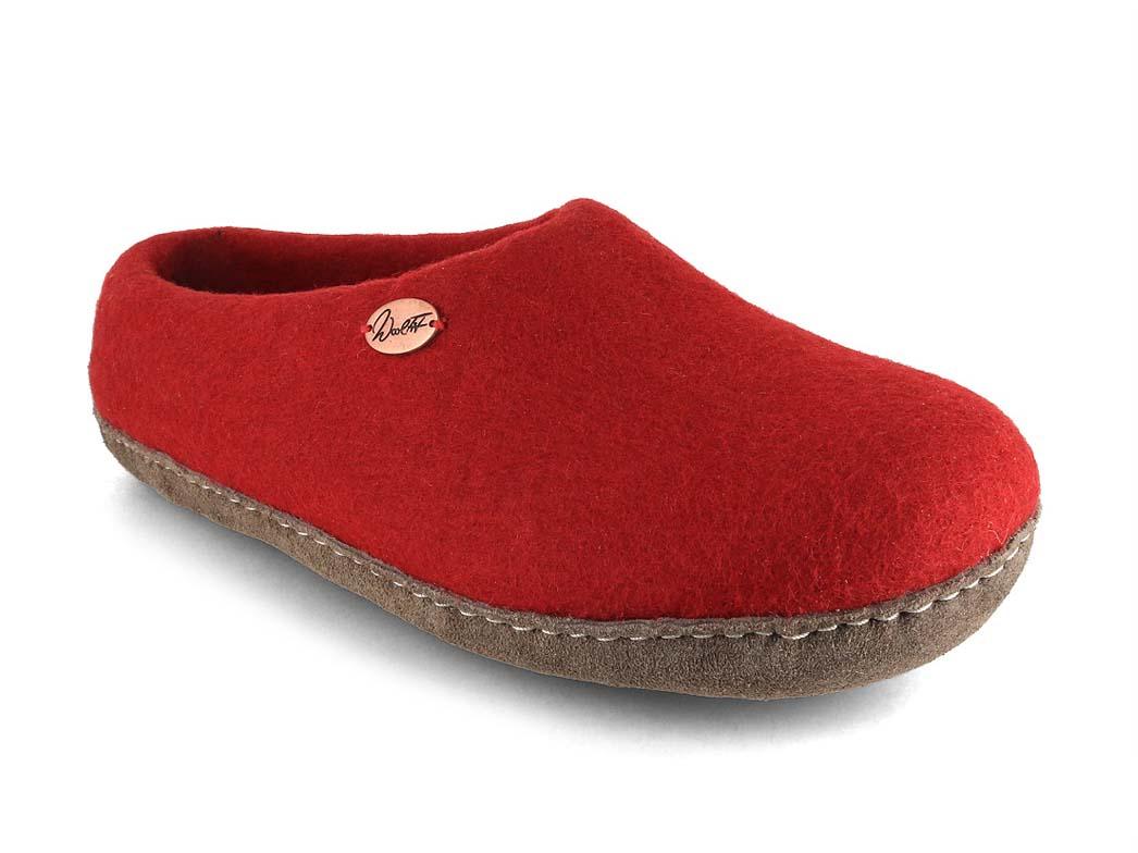 WoolFit� Chaussons en feutre Footprint, Rouge Fonc�