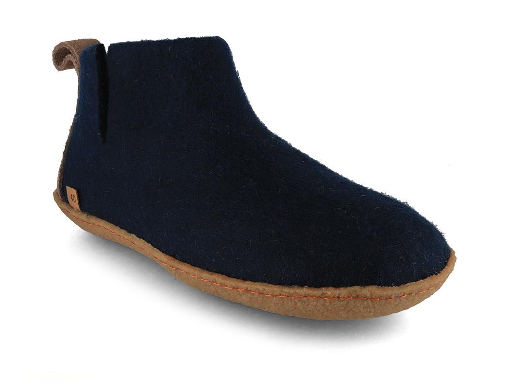 WoolFit� Femmes Hommes Yeti avec semelle en caoutchouc naturel, bleu