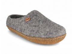 Pantoufles WoolFit Footprint Gris avec semelle en caout