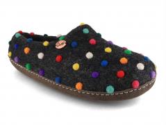 WoolFit® Chaussure en feutre Footprint, graphite/points multicolores