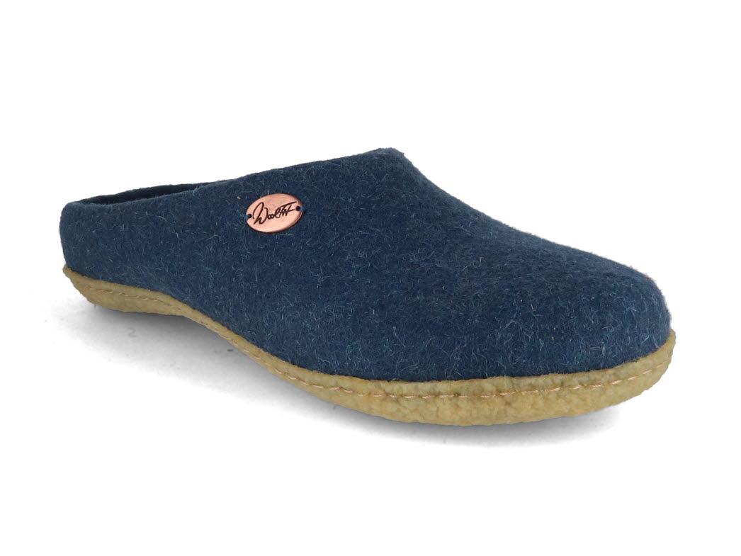 WoolFit� Pantoufles feutr�es � la main Classic avec semelle en caoutchouc, bleu