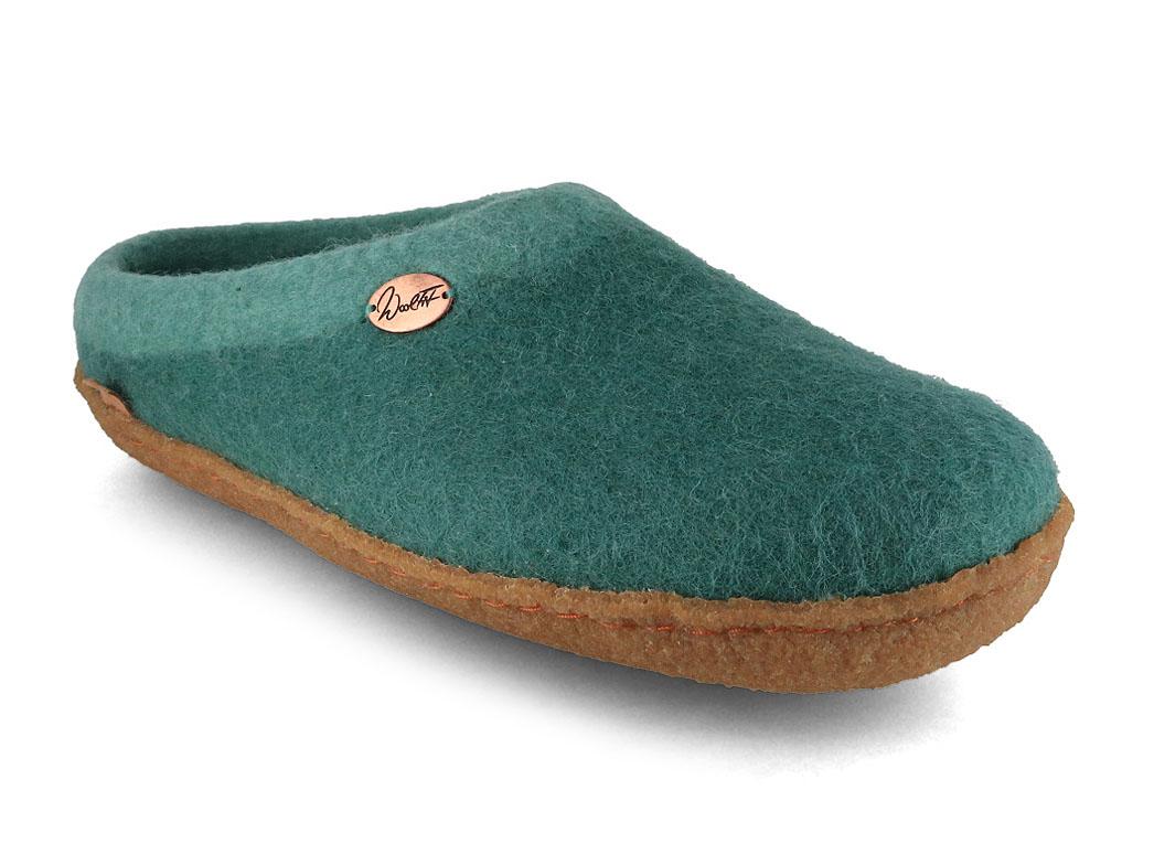 WoolFit� Sherpa pantoufles en feutre avec vo�te plantaire & semelle en caoutchouc naturel, vert