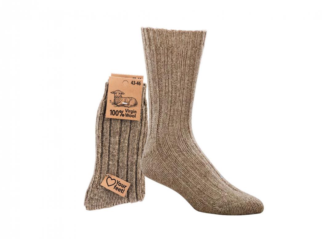 WoolFit� chaussettes de laine extra chaudes, 100% laine vierge, marron