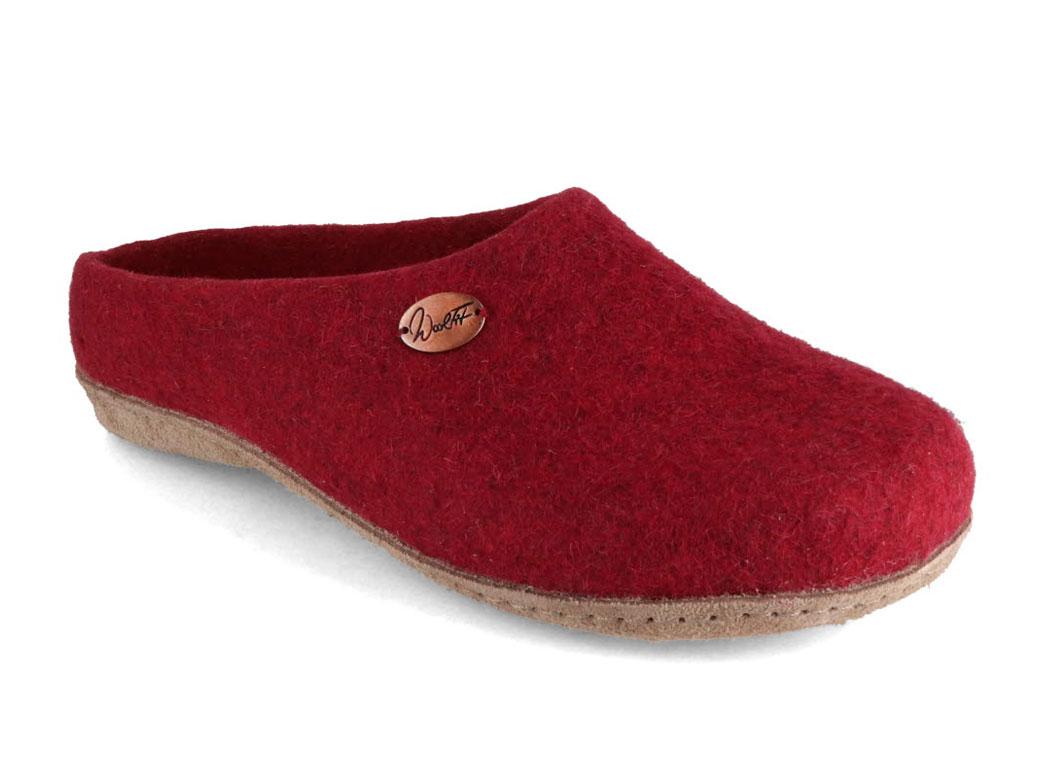 WoolFit� pantoufles feutr�es � la main Classic, rouge fonc�